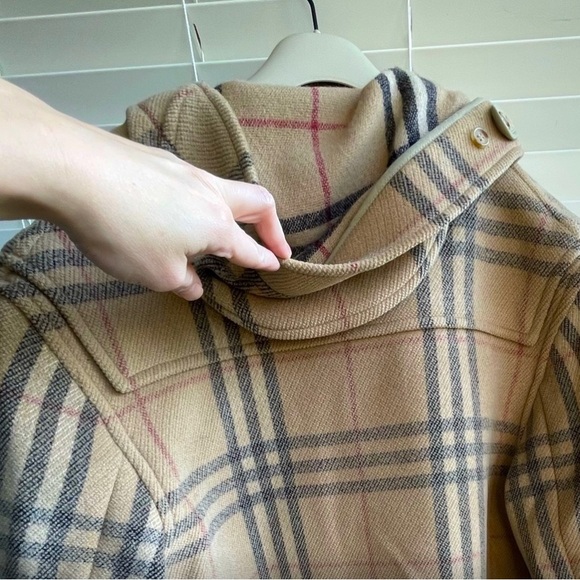 😍 Authentic BURBERRY duffle coat nova check wool toggle jacket duffel - Picture 11 of 14